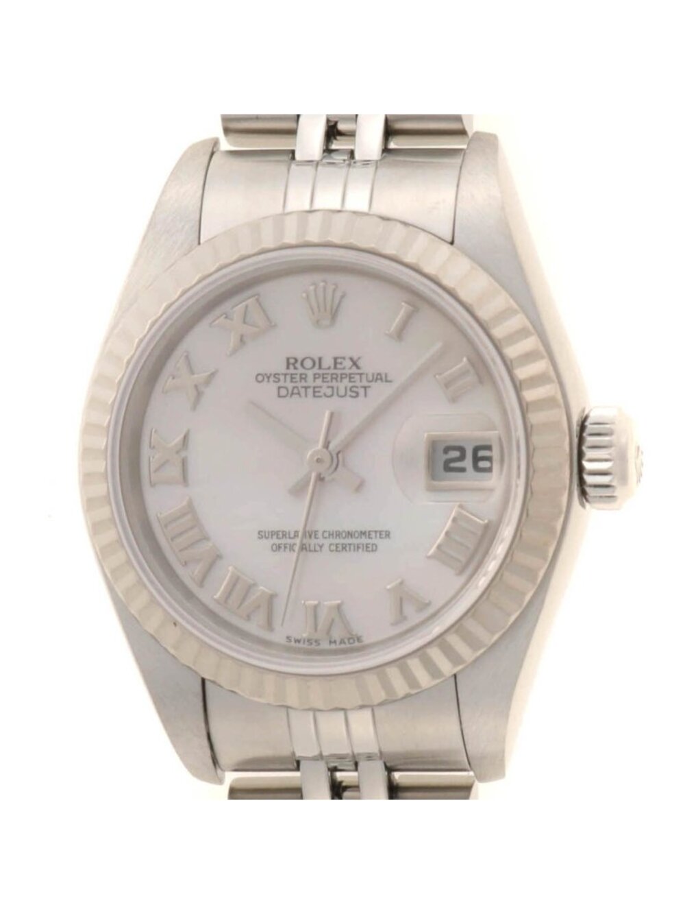 Rolex Datejust White Shell 18k White Gold Stainless Steel Automatic